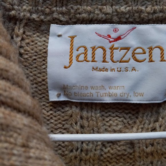 Vintage 1970's Jantzen Collared Single Button Sweater Fair Isle Nordic XL T-347 - Picture 11 of 13